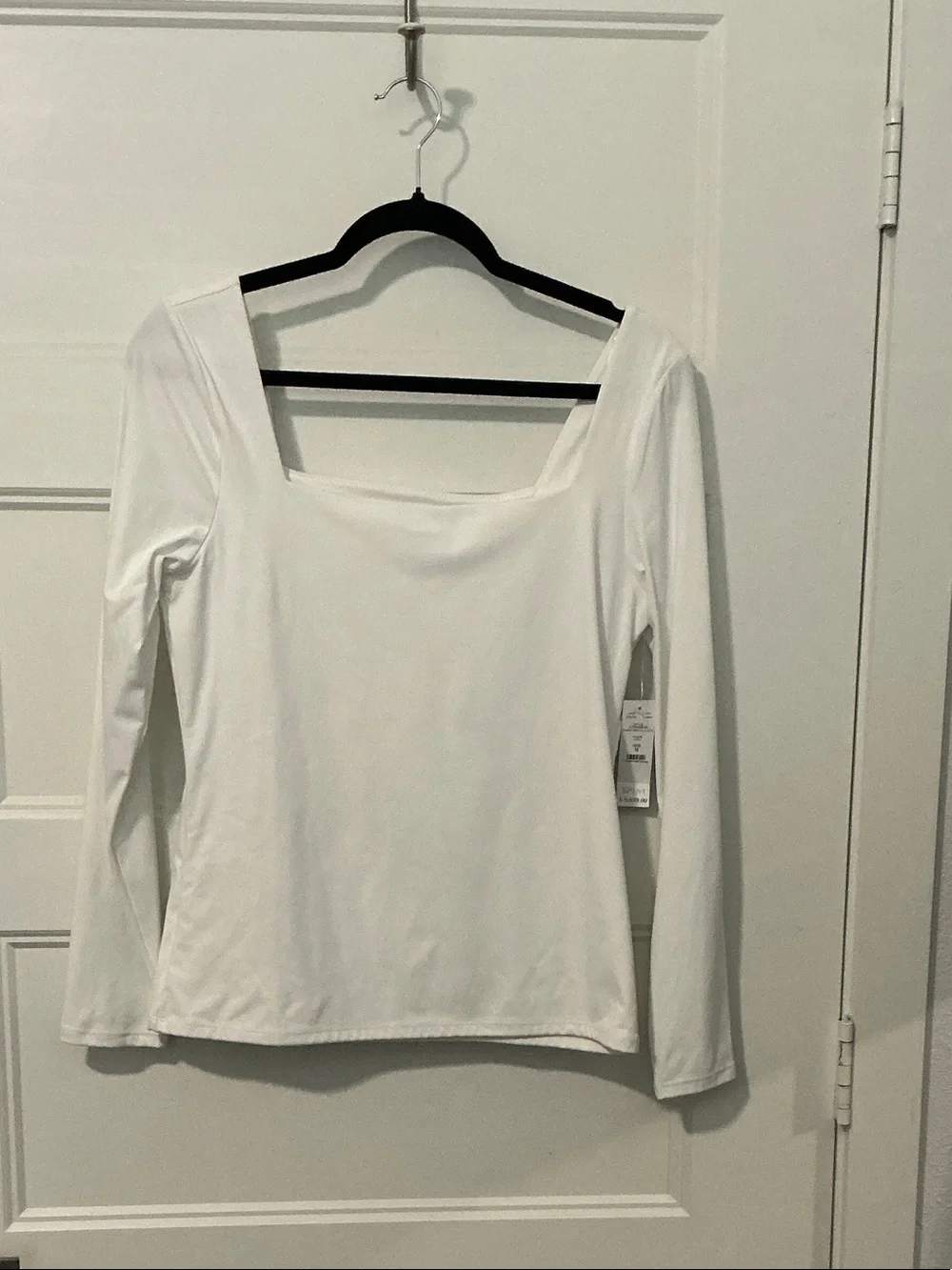 White House Black Market White Long-Sleeve Square-Neck Top